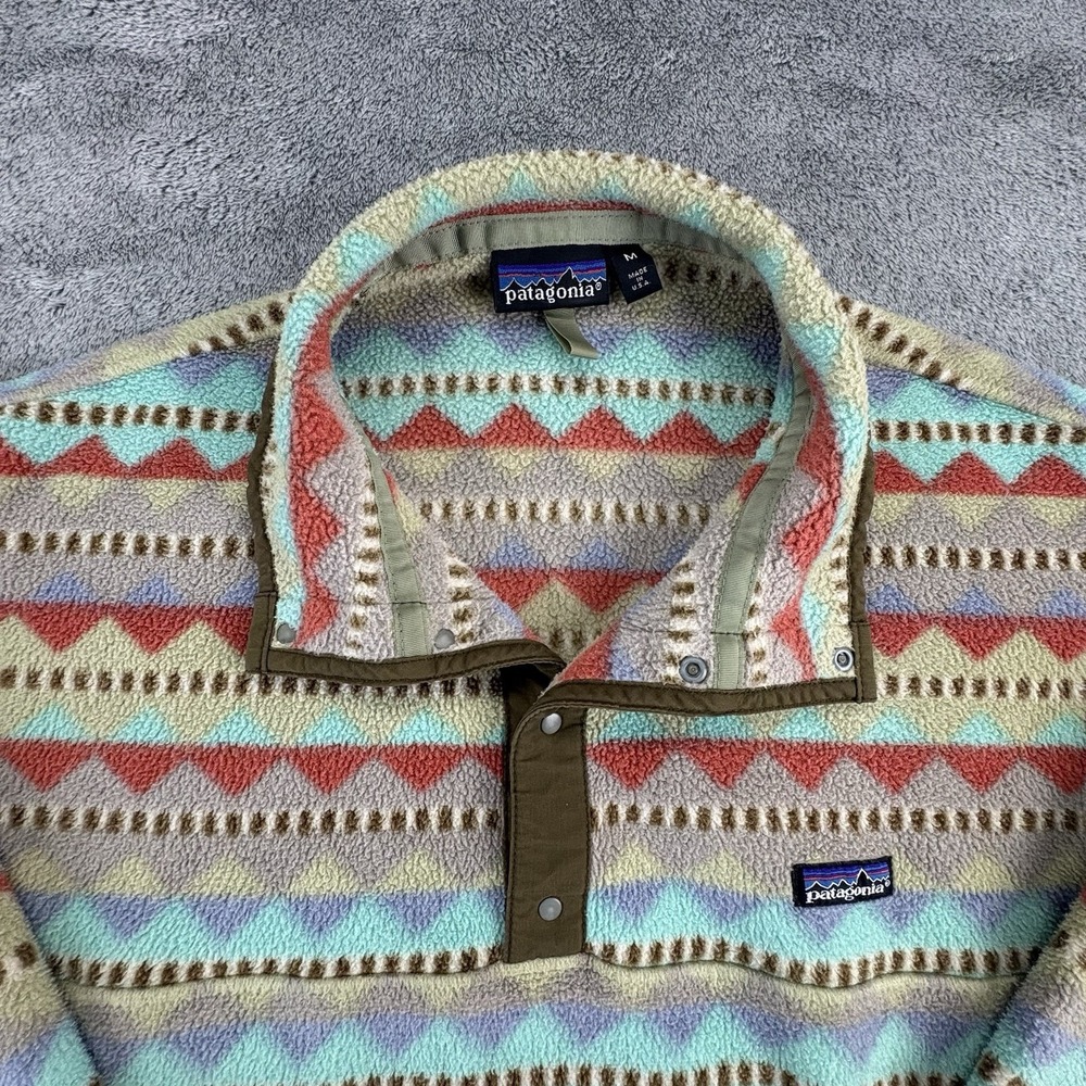 Vintage Patagonia Gargoyle Synchilla 1992 Blue Purple Aztec 25200 USA M 90s